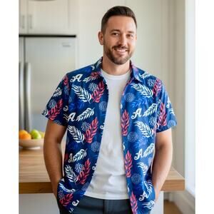 Reno Aces Minor League Baseball Navy‎ Button Up Hawaiian Shirt Size XL EUC